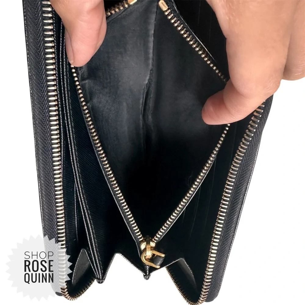 PRADA | Black Continental Zipper Wallet - Picture 14 of 14